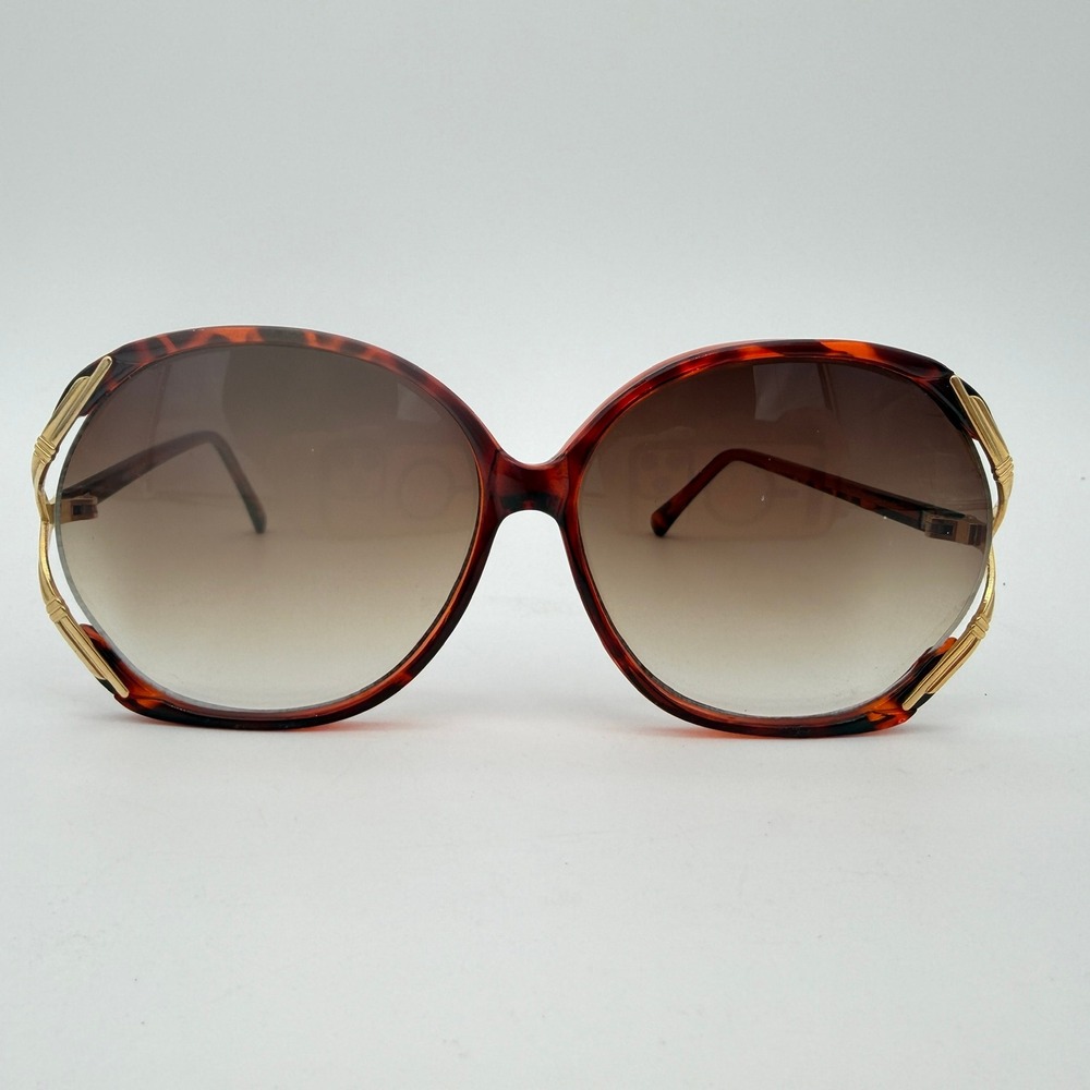 Oversized Tortoise Sunglasses Brown Gradient Lens Gold Retro Glam Womens